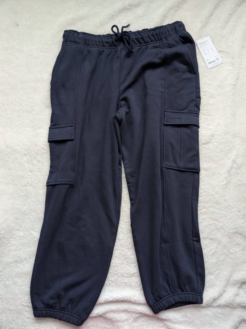 New With Tags! Athleta Heavyweight Terry Cargo Jogger Sweatpants Women's Size XL